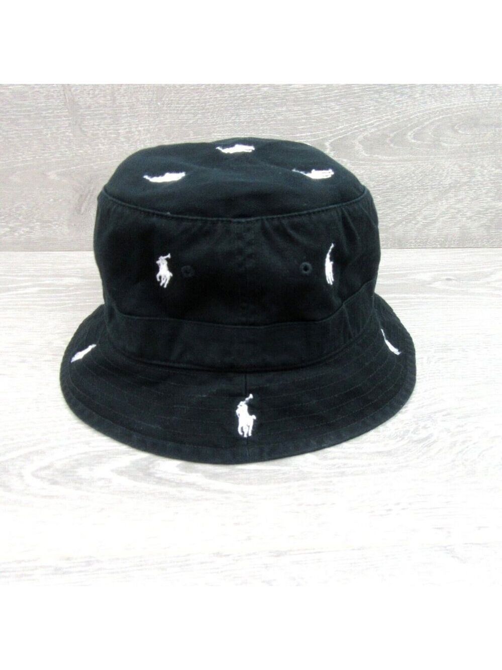 Polo Ralph Lauren Embroidered Pony Bucket Hat Adult Size S/M Black White NEW - Picture 3 of 10